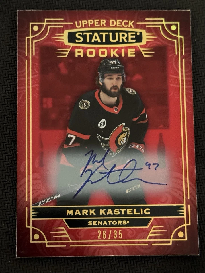 2022-23 UD Stature Hockey Mark Kastelic Rookie Red Refractor auto /35 BJWLS - Image 1 of 2