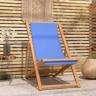 Chaise de Plage Pliable Bois de Teck Solide Gris Fauteuil de Jardin vidaXL - Photo 1/4