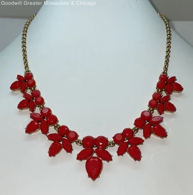 J. Collar de cadena de eslabones en tono dorado Crew piedra de cristal rojo 38,6 g Foto 1 de 3