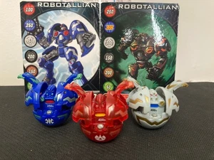 Bakugan Robotallion Blue Aquos, Red transluscent, White Haos Set W/  2 Cards! - Picture 1 of 9