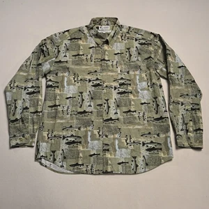 Columbia Shirt Mens Large Vintage Fishing Angler Green Outdoorsman Cabincore - Picture 1 of 8