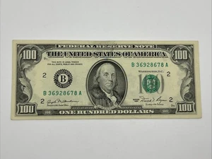 Series 1981 One Hundred Dollar Bill Note $100 New York B 36928678 A small face - Picture 1 of 2