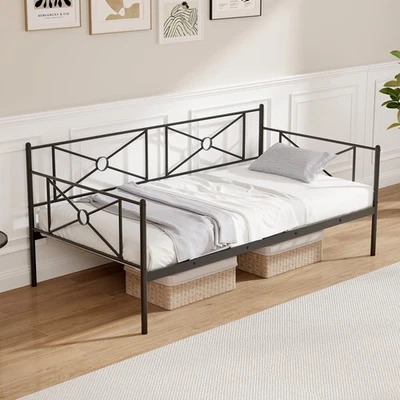 Metal Daybed Twin Bed Frame Stable Steel Slats Platform Base Bed Sofa LivingRoom - Image 1 of 4