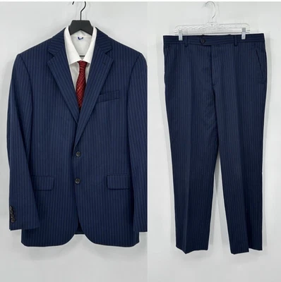 STAFFORD 2 piece suit separates pinstripe navy blue 100% wool classic 42L 36W - Image 1 of 4