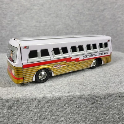 Autobús Continental Trailways de hojalata de colección SUPER SETRR 6" JUGUETE Silver Eagle Express Foto 1 de 4