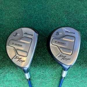 Mizuno T-Zoid Forged Blue Rage Fairway 3 & 5 Woods RH Stiff Very Nice Free Ship - Picture 1 of 6