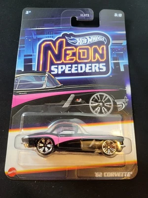 2026 Hot Wheels Neon Speeders 3/8 '62 CORVETTE Black Near Mint - Image 1 of 2