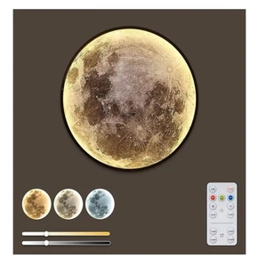 17.3" Upgraded Dimmable Wall Mounted Moon LED Sconce Cordless Light - Picture 1 of 8