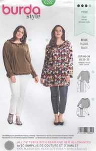 Blusa túnica pliegues delanteros con estampado de costura Burda 6392 talla 20-30 NUEVA - Imagen 1 de 13