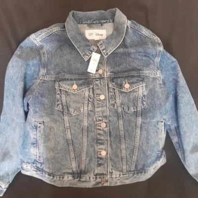 全新 女式 Gap 迪士尼牛仔夹克 带刺绣 米妮老鼠 背面 XXL — 第 1/4 张图片