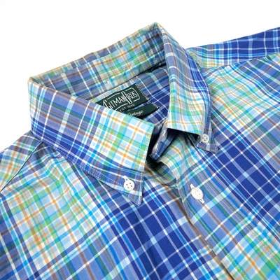 Gitman Bros Vintage Shirt Mens Large Blue Green Plaid Button Down Long Sleeve - Image 1 of 4