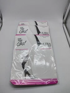 3-Pack On the Go! Women's White Ultra Transparent Pantyhose - Sheer Toe, Size XL - Picture 1 of 2