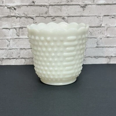 Jarrón jardinera vintage Fire King Hobnail & Bars vidrio con leche artículos para horno 5,5 en EE. UU. Foto 1 de 4