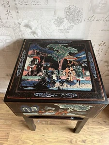 Caja de laca china antigua del siglo XIX pintada a mano - Imagen 1 de 18