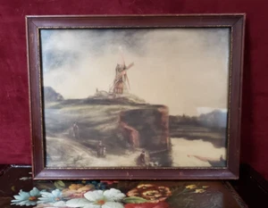 Vintage Windmill Watercolor Painting  Signed Reinthal & Newmen N.Y. - Framed Art - Picture 1 of 4