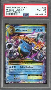 2016 Pokemon Evolutions Blastoise EX #22 PSA 8 NM-MINT - Picture 1 of 2