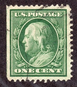 US # 331 (1908) 1c -Grade: XF/S - EFO: w/guide line arrow Only 1/400 - Picture 1 of 5