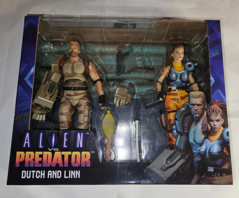 NECA Alien vs Predator Dutch And Linn Arcade Action Figures Authentic AVP Cover