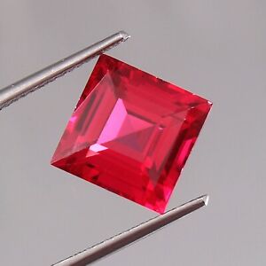 Natural Mozambique Blood Red Ruby 10x10 MM Square Cut Loose Gemstone 5.90 Ct