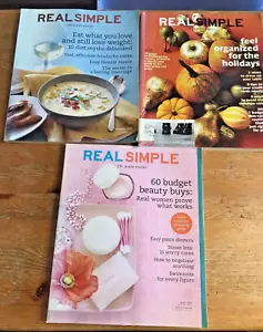Real Simple Magazine Lot 3 Issues 2007 2008 Food Cooking Foodie Holidays - Picture 1 of 5