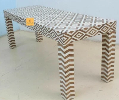 HOME DECORATIVE BONE INLAY EYE DESIGN STUDY AND SIDE TABLE  - Image 1 of 4