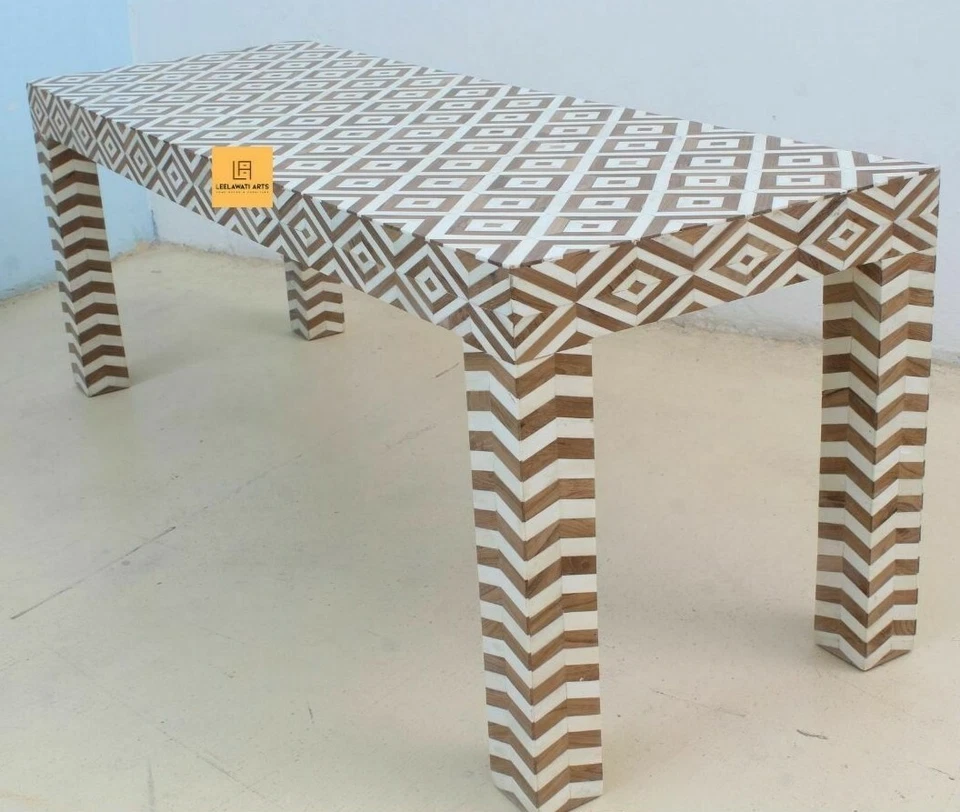 HOME DECORATIVE BONE INLAY EYE DESIGN STUDY AND SIDE TABLE  - Image 1 of 4