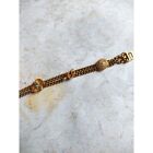 Double Chain Vintage Gold Tone Tiny Charm Bracelet Estate Jewelry