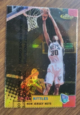 Topps Finest Kerry Kittles SP 1999-00 raro refractor de oro #79/100 redes Foto 1 de 4