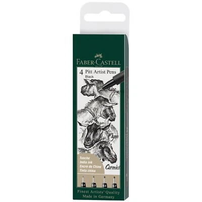 Faber - Castell 4 Pitt Artist Pens Black India Ink 0.1, 0.3, 0.5, 0.7 - Image 1 of 4