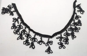 Vintage Mourning Victorian Edwardian Adornment Applique Passementerie Beaded 15" - Picture 1 of 6