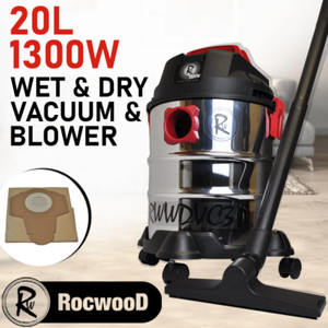 Wet And Dry Vacuum Cleaner 20L RocwooD Stainless Steel 1300W 230V Cleaning