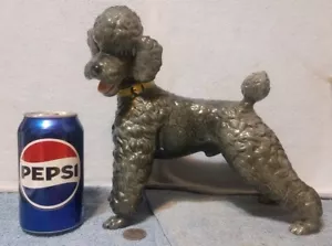 Keramos Pudel Figur groß grau österreichisches Keramik Porzellan mit Aufkleber BESCHÄDIGT - Bild 1 von 12