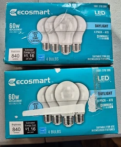 Led technology EcoSmart 60W Equivalent Daylight A19, Dimmable LED 8 Pack - Picture 1 of 3