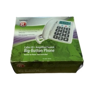 Radio Shack Big Button Phone 43-3901 White Emergency Dialing Caller ID New READ - Zdjęcie 1 z 7
