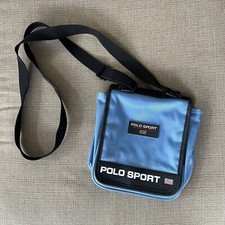 Vintage Polo Sport Ralph Lauren Crossbody Messenger Bag Light Blue 8" x 8"