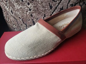 SALVATORE FERRAGAMO Penny Loafer Soft Beige Linen 10 UK /10.5 US $805 - Picture 1 of 18