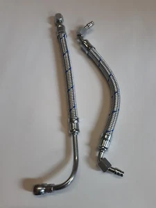Porsche 356 Inlet oil line 53907818 and Outlet line 53907826 Blue Braided - Picture 1 of 4