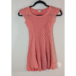 Vestido Sherman Niñas Coral Rosa Crochet Tejido Talla 8 Manga Casquillo Forrado - Imagen 1 de 3