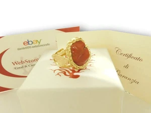 Anello Regolabile Donna con pietra di CoralLo in Argento 925 Ring silver bague - Foto 1 di 3