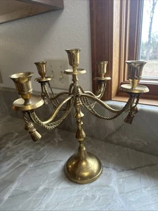 Vintage 5 Candle Brass Candle Stick Holder - Picture 1 of 8
