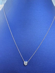 14k Diamond Necklace 17" Adjustable .25ctw SI2 G-H Pendant 2.08g Chain 1mm - Picture 1 of 4