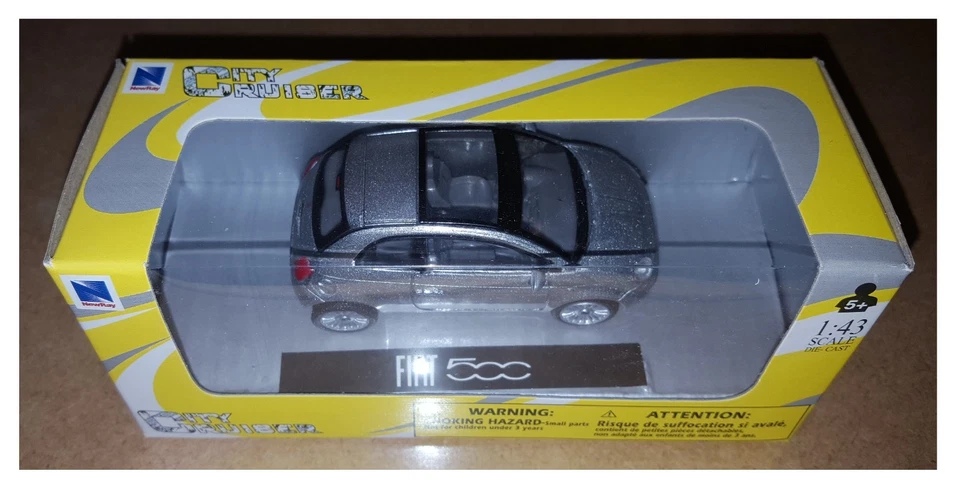 Fiat Nuova 500 argento modellismo NEW RAY 1:43 City Cruiser die cast metal - Immagine 1 di 1