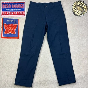 Rosa Rugosa Kanada Dufferin 10 Unzen Ente Canvas Doppelknie marineblaue Herrenhose 36 x 34 - Bild 1 von 18