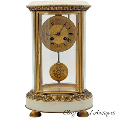 Raro Antiguo Francés Bronce y Mármol Cristal Regulador Reloj 1890 Victoriano Foto 1 de 4