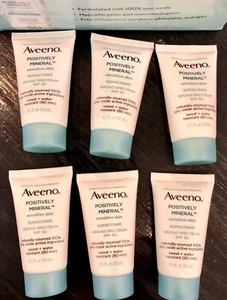 Aveeno Positively Mineral Sunscreen Lotion SPF 50 Travel Lot 5 Zinc Oxide - Picture 1 of 3