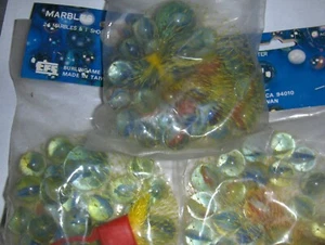 Toy New Old Stock 3- 25 Count Cats Eye MARBLES IN ORIGINAL PACK, - Picture 1 of 3