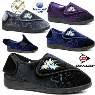 LADIES DIABETIC ORTHOPAEDIC EASY CLOSE WIDE FIT MACHINE WASHABLE SLIPPERS SHOES