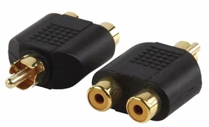 AUDIO RCA 1:2 Adapter > 1x RCA (Male) jack to 2x RCA (Female) jacks GOLD PLATED - Picture 1 of 1