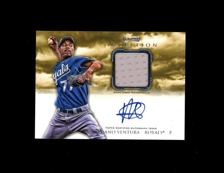 2013 Bowman Inception SP YORDANO VENTURA 签名球衣补丁-皇家队  — 第 1/1 张图片