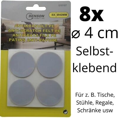 Filzgleiter Stuhlfilz Filz Möbel Boden Gleiter selbstklebend +geräuschdämmend 8x - Bild 1 von 2